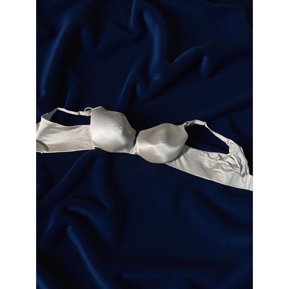 Cacique 42C Lightly Padded T-Shirt Bra Silver Adjustable Straps comfy cozy